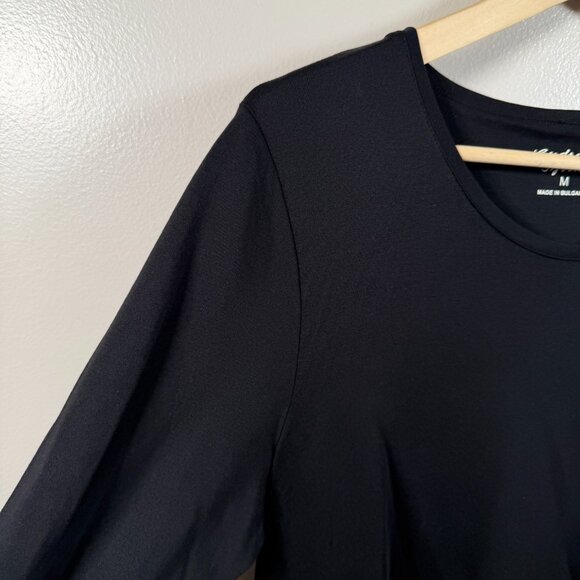 Gudrun Sjoden Tshirt Dress Size Medium Black Midi Organic Cotton Modal Lagenlook - Picture 4 of 10